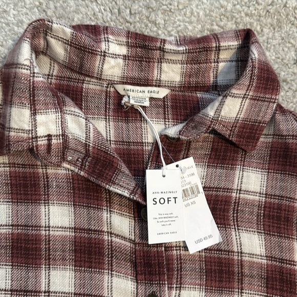 NWT American Eagle baby doll flannel shirt - Picture 2 of 5